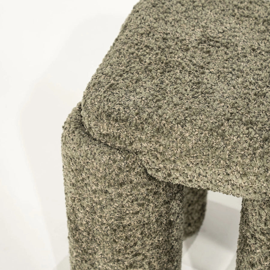 Poef Omla – stof & hout groen