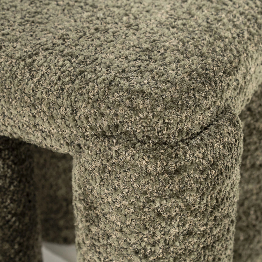 Poef Omla – stof & hout groen