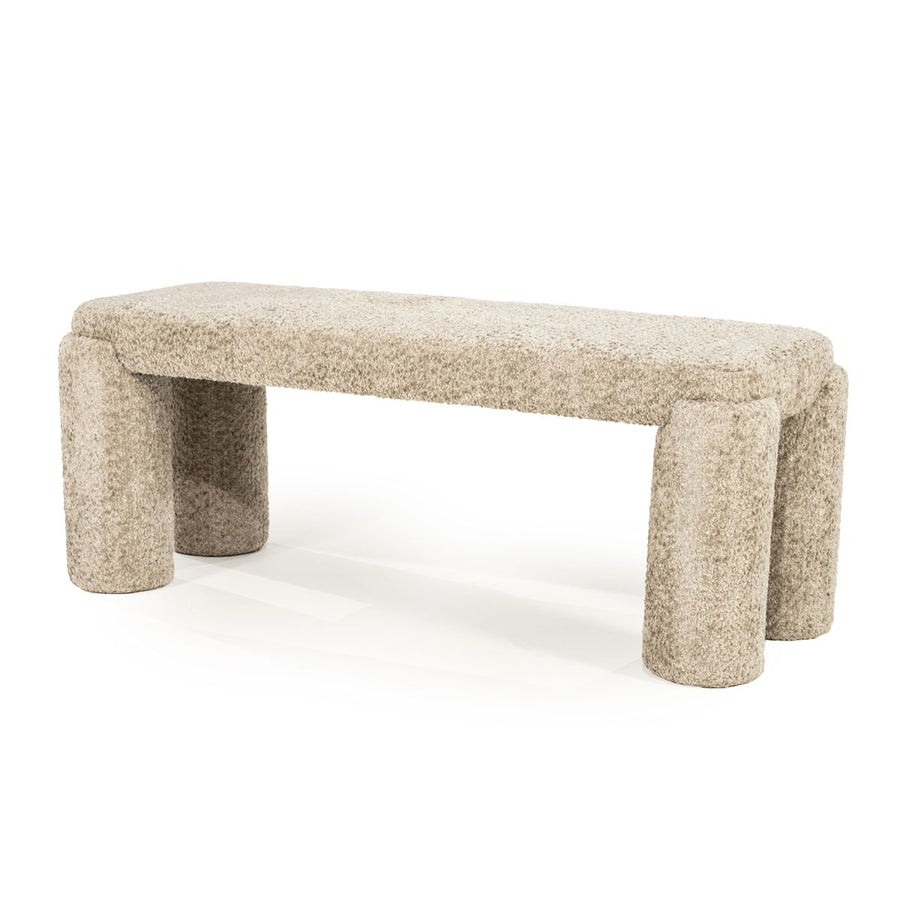 Bankje Omla – stof & hout taupe