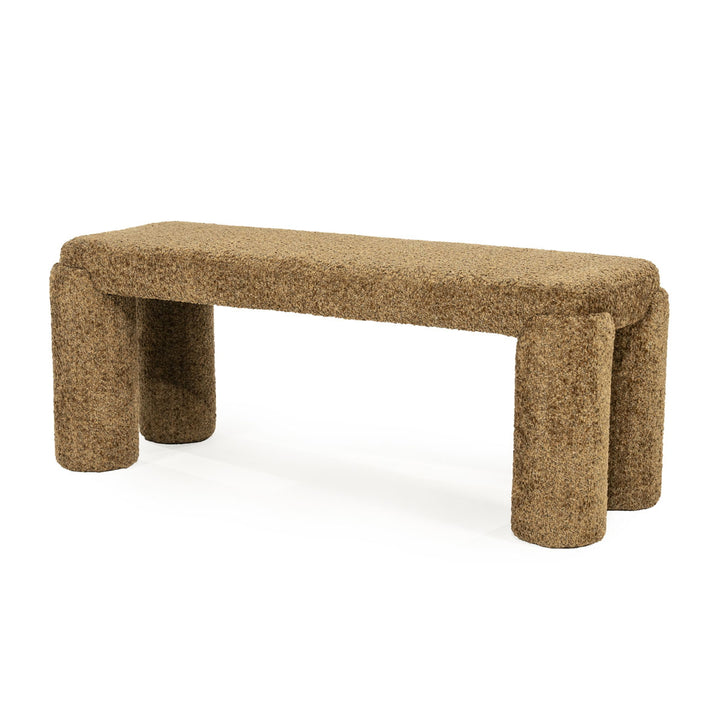 Bankje Omla – stof & hout mosterd