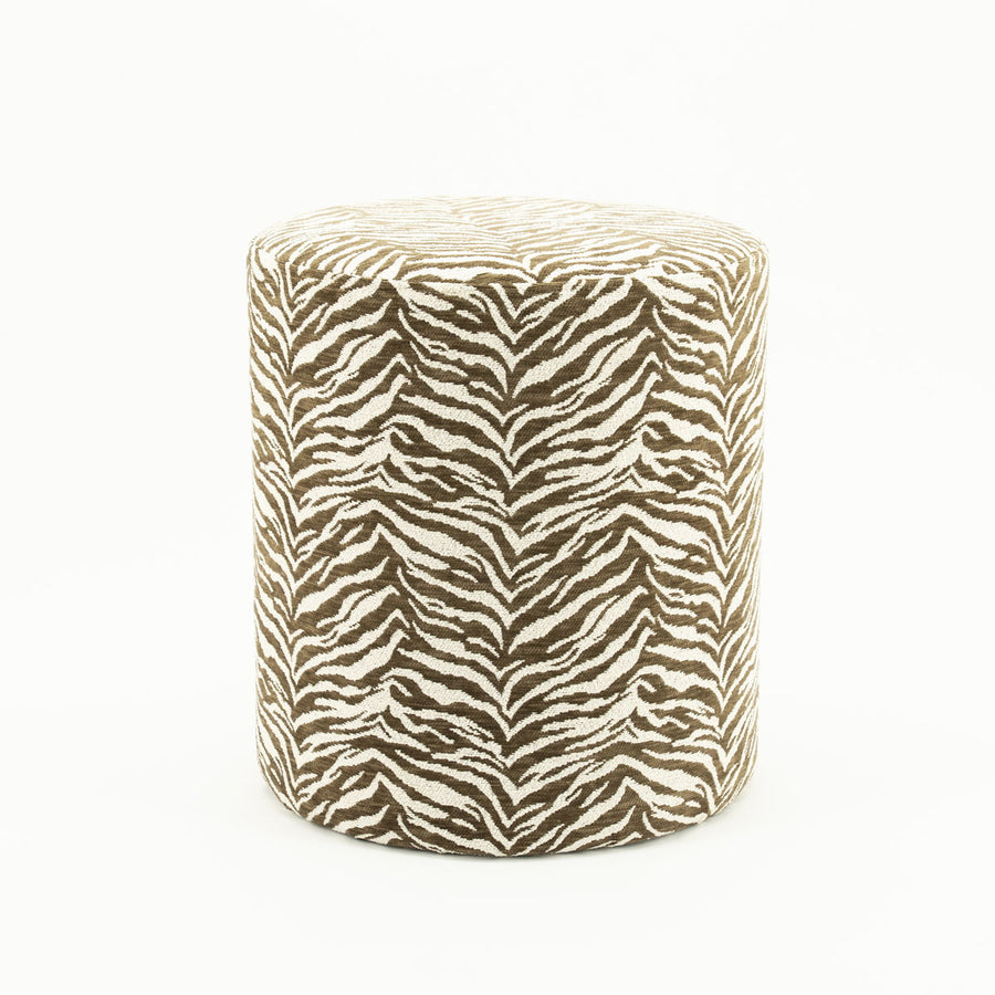Poef Tigra – polyester & hout bruin