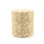 Poef Tigra – polyester & hout mosterd