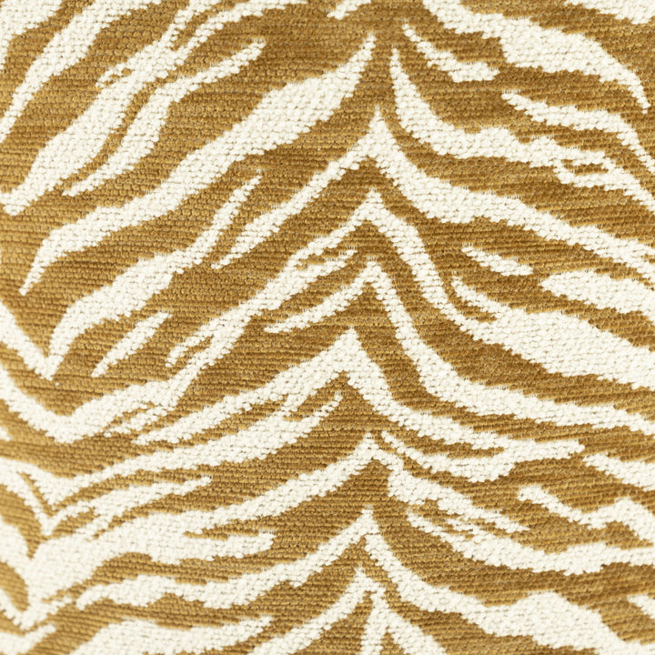 Poef Tigra – polyester & hout mosterd