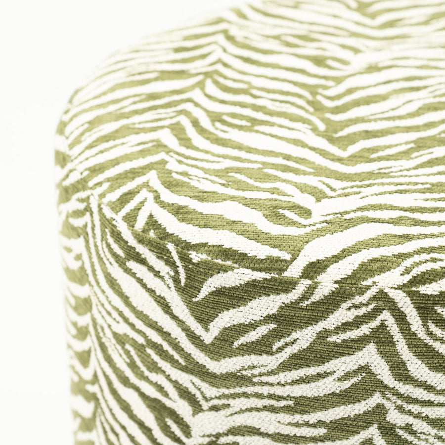 Poef Tigra – polyester & hout groen