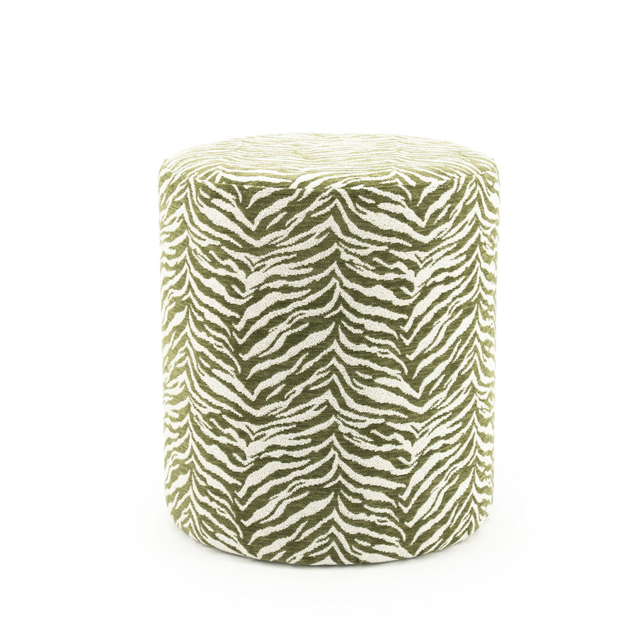 Poef Tigra – polyester & hout groen