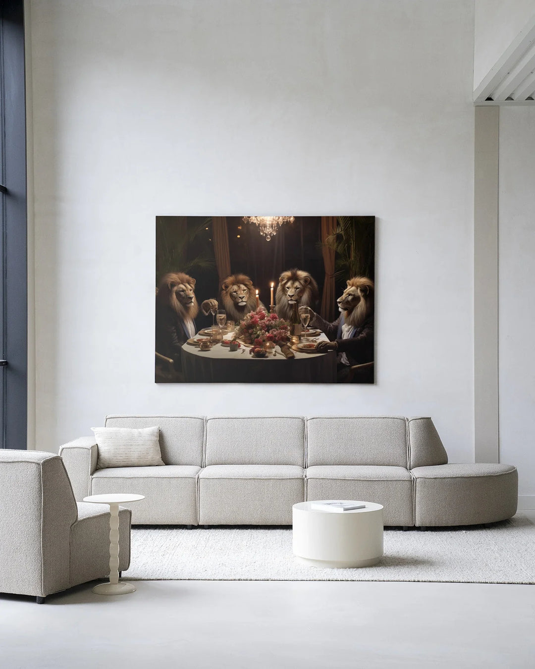 Lions Dinner - Moderne Wanddecoratie | Artprint, Glass Art & Wandkleed