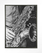 The man with the sax - Moderne Wanddecoratie | Artprint, Glass Art & Wandkleed