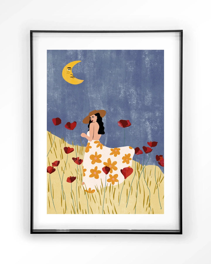 Girl In A Poppyfield - Moderne Wanddecoratie | Artprint, Glass Art & Wandkleed