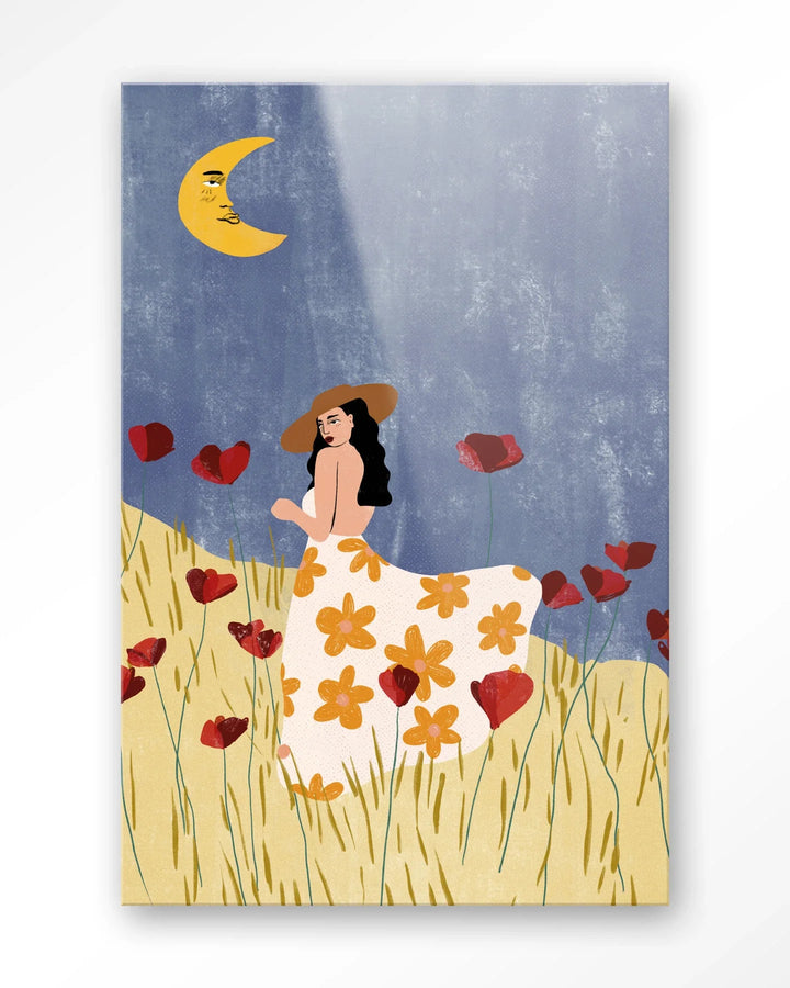 Girl In A Poppyfield - Moderne Wanddecoratie | Artprint, Glass Art & Wandkleed