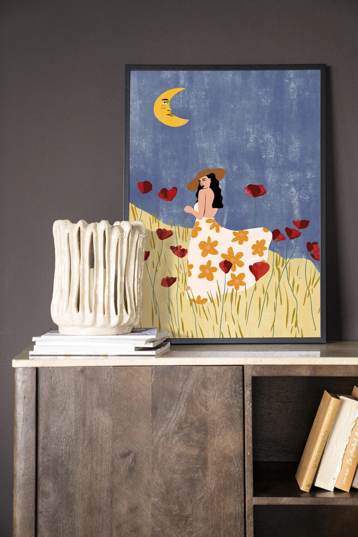 Girl In A Poppyfield - Moderne Wanddecoratie | Artprint, Glass Art & Wandkleed