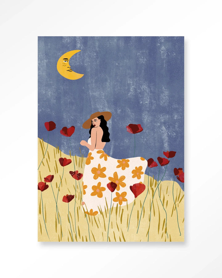 Girl In A Poppyfield - Moderne Wanddecoratie | Artprint, Glass Art & Wandkleed