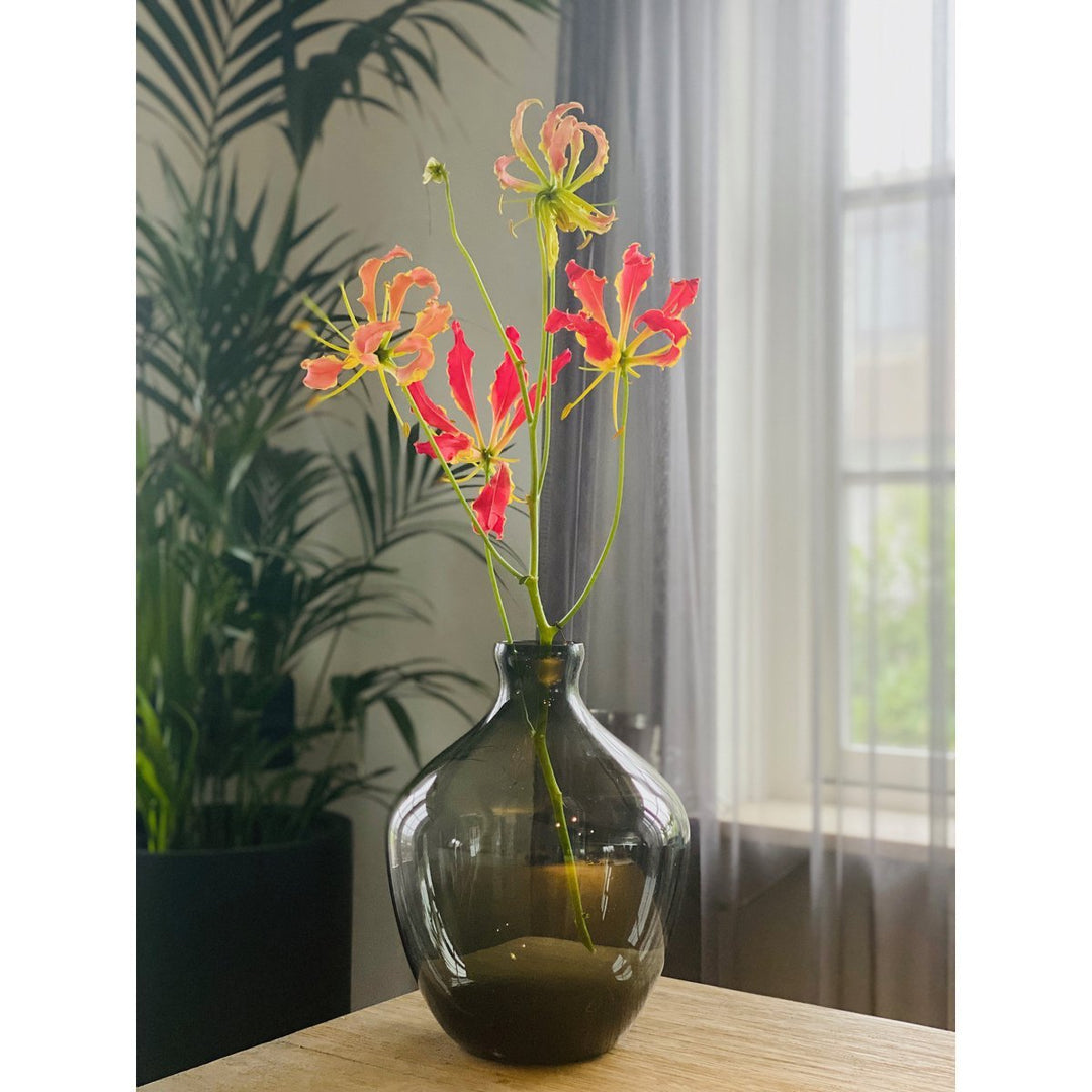Traun Grey vaas – Mondgeblazen design van grijs glas Ø23,5xH30 cm