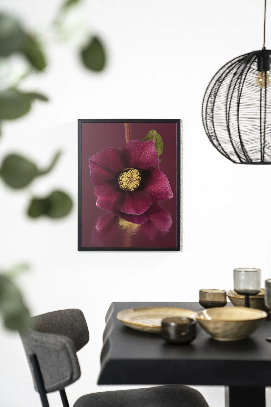De Elegantie Van De Kerstroos - Moderne Wanddecoratie | Artprint, Glass Art & Wandkleed