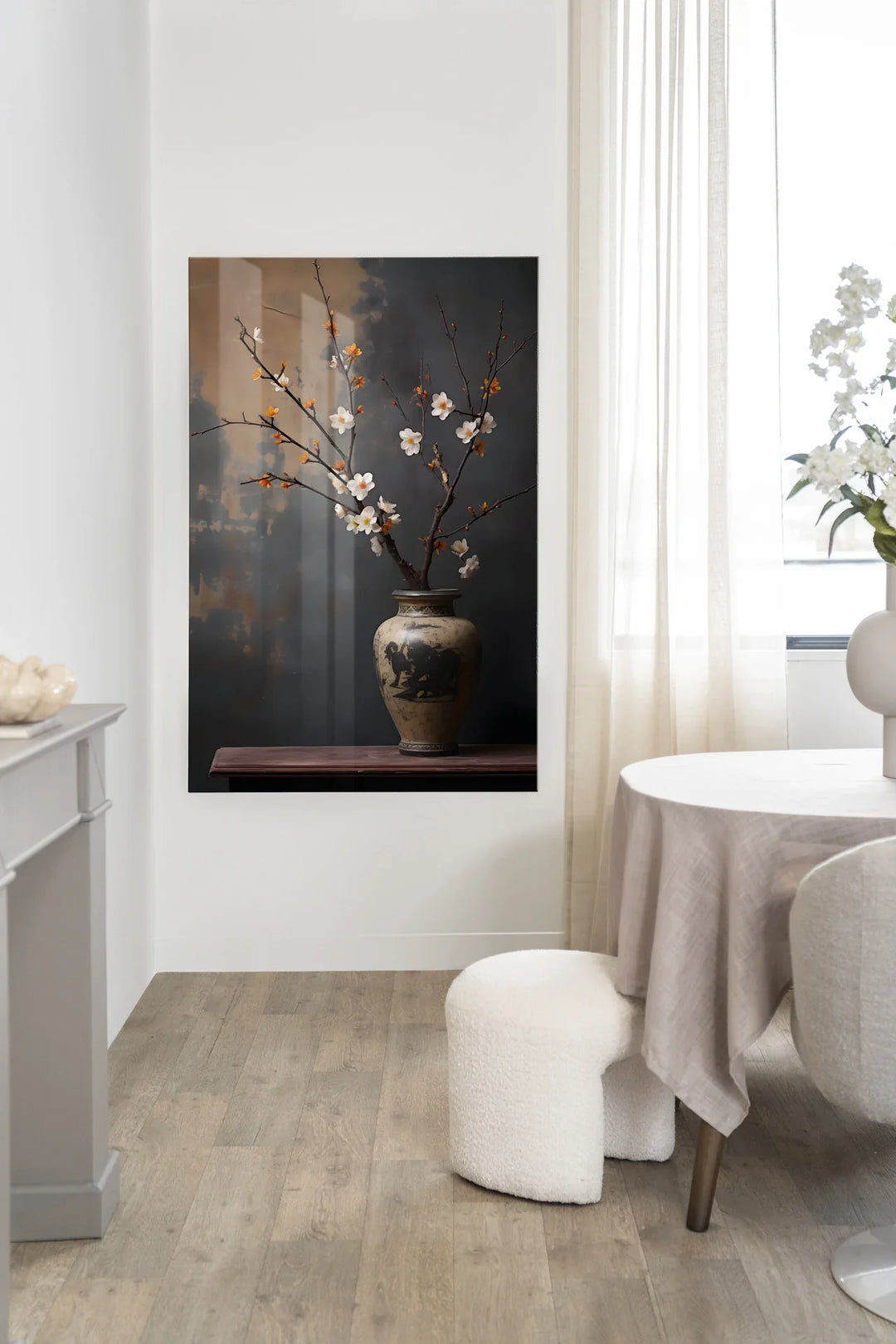 Dark Blossom Vase - Moderne Wanddecoratie | Artprint, Glass Art & Wandkleed