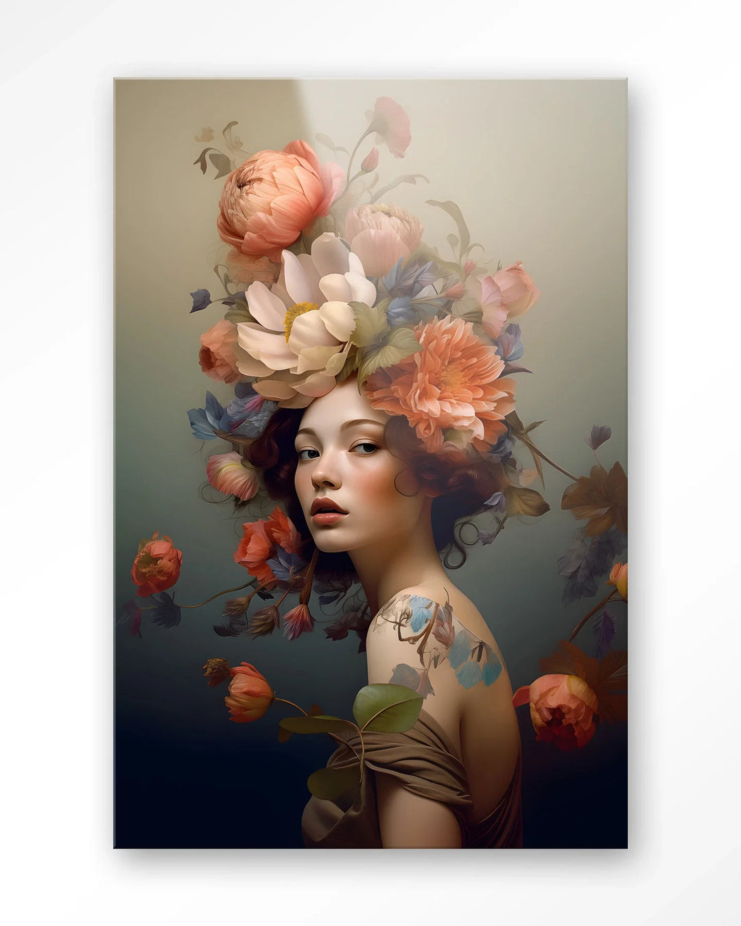 Vintage Flower Girl - Moderne Wanddecoratie | Artprint, Glass Art & Wandkleed