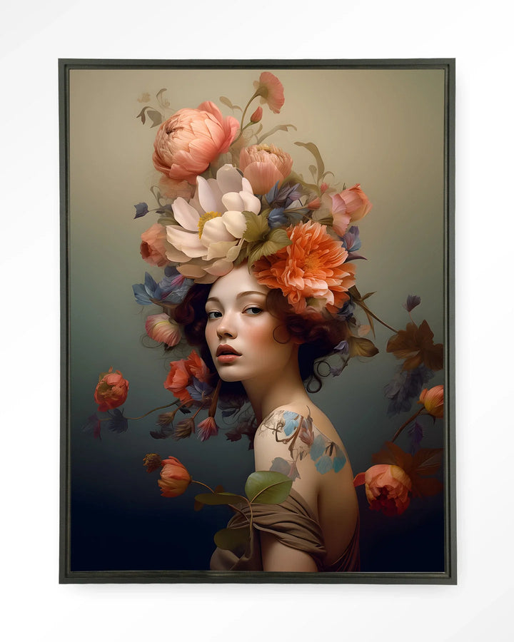 Vintage Flower Girl - Moderne Wanddecoratie | Artprint, Glass Art & Wandkleed
