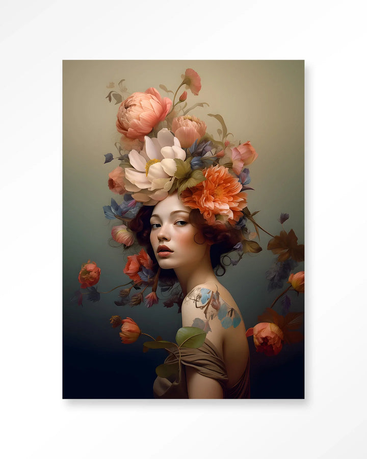Vintage Flower Girl - Moderne Wanddecoratie | Artprint, Glass Art & Wandkleed