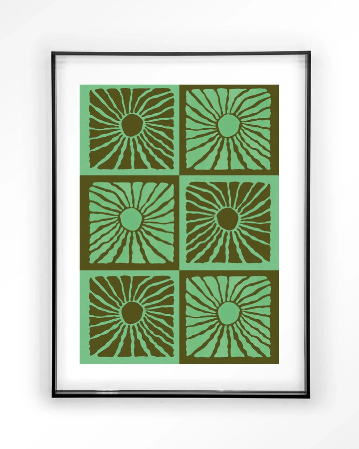 Suns In Green - Moderne Wanddecoratie | Artprint, Glass Art & Wandkleed