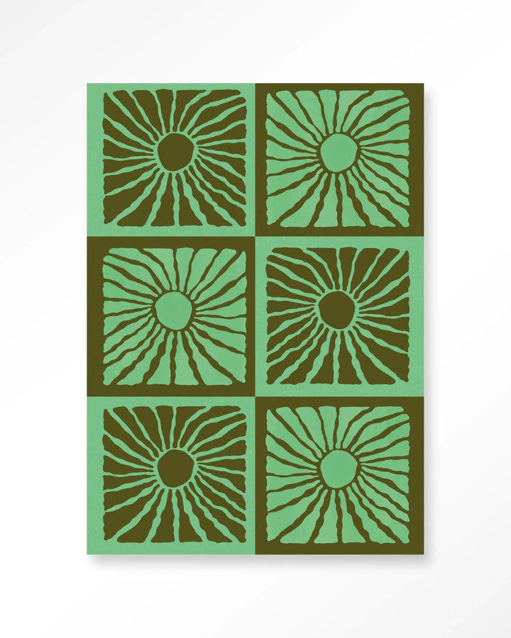 Suns In Green - Moderne Wanddecoratie | Artprint, Glass Art & Wandkleed