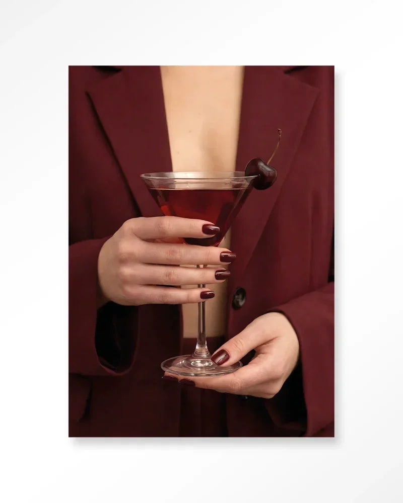 Cherry Martini wanddecoratie Urban Cotton cocktailglas met kers