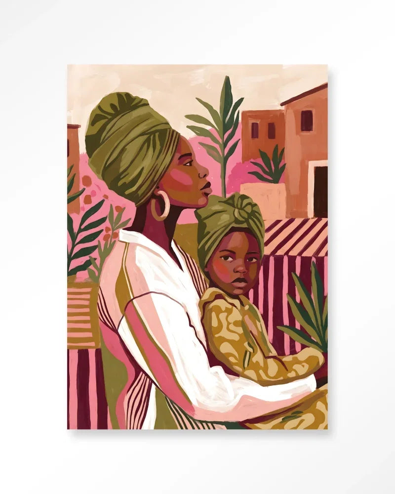 Mother Love wanddecoratie Urban Cotton kleurrijk portret moeder en kind