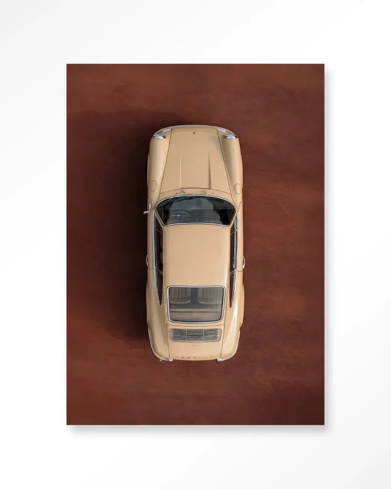 Topview Porsche Beige wanddecoratie Urban Cotton beige Porsche van bovenaf