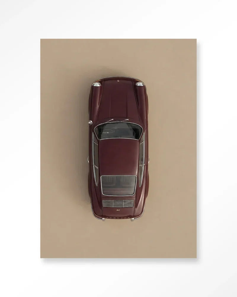 Topview Porsche Red wanddecoratie Urban Cotton bordeauxrode Porsche van bovenaf