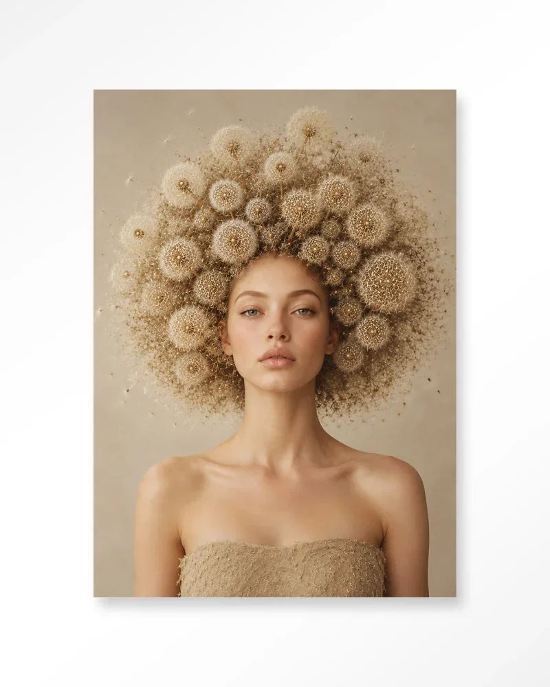 Sorella wanddecoratie Urban Cotton portret met bloemenkroon