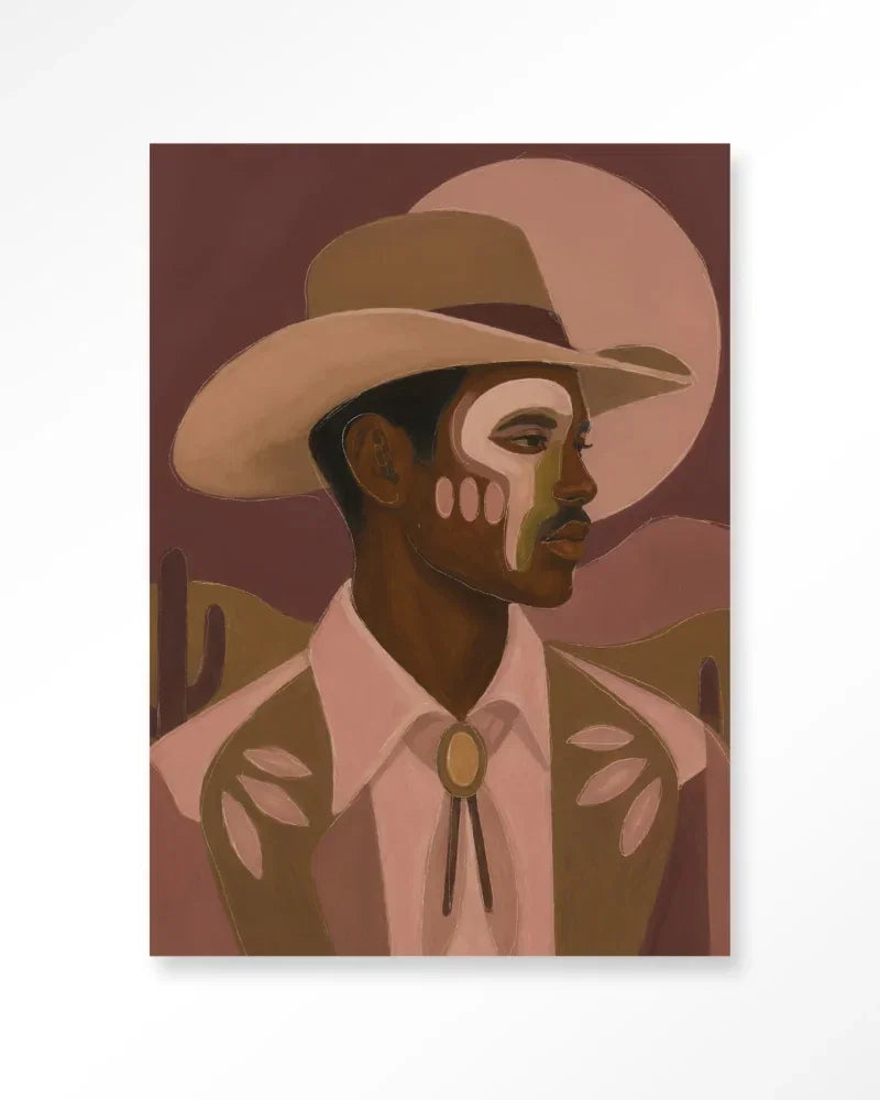 Western Night wanddecoratie Urban Cotton westernportret in donkere tinten