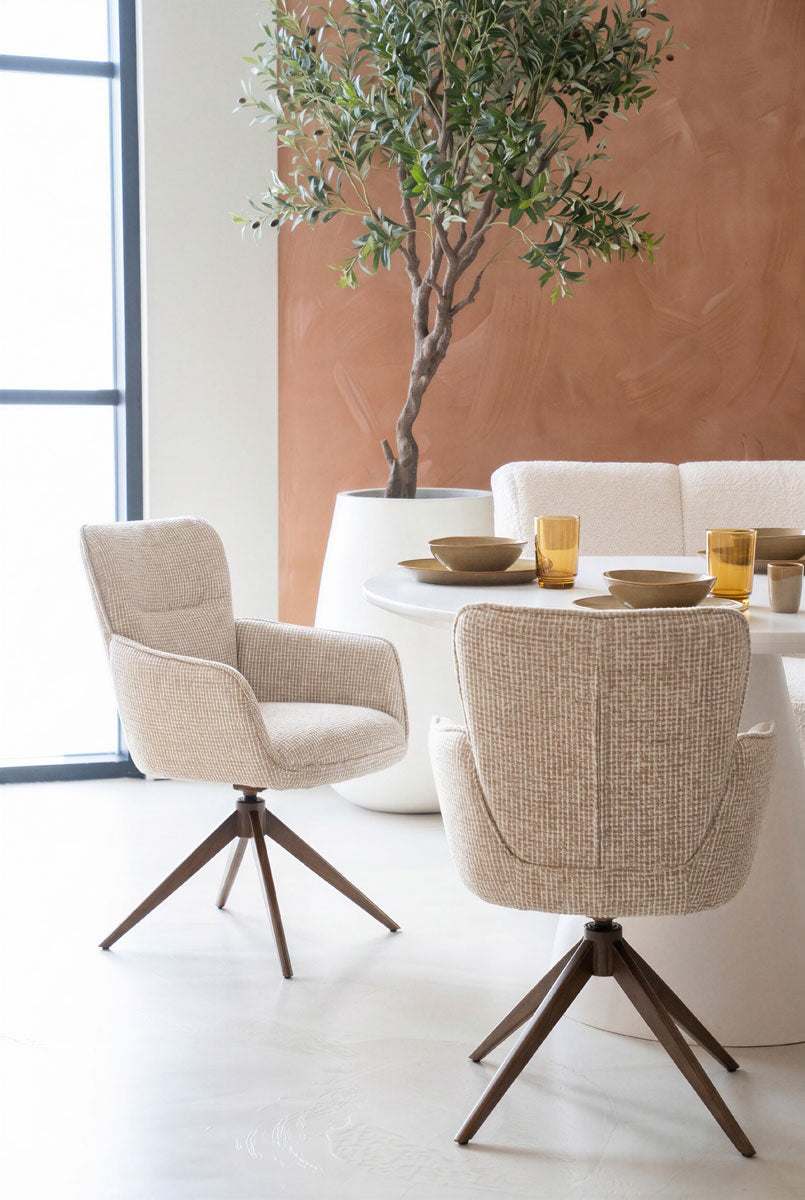 Stoel Jill – stof, foam & staal taupe Sensu