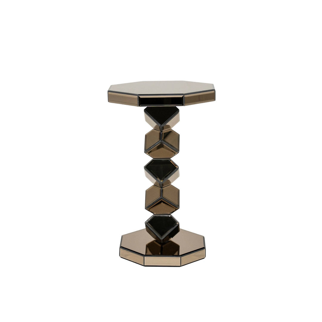 Reflec Bijzettafel – Zilver & Bruin | Glas & Metaal Design