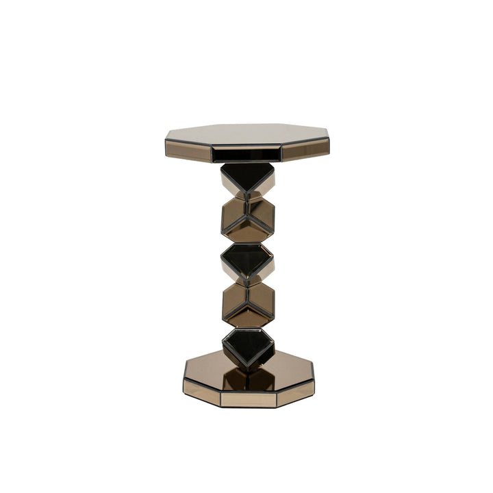 Reflec Bijzettafel – Zilver & Bruin | Glas & Metaal Design