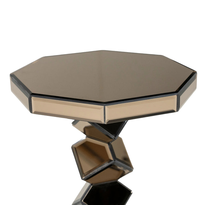 Reflec Bijzettafel – Zilver & Bruin | Glas & Metaal Design