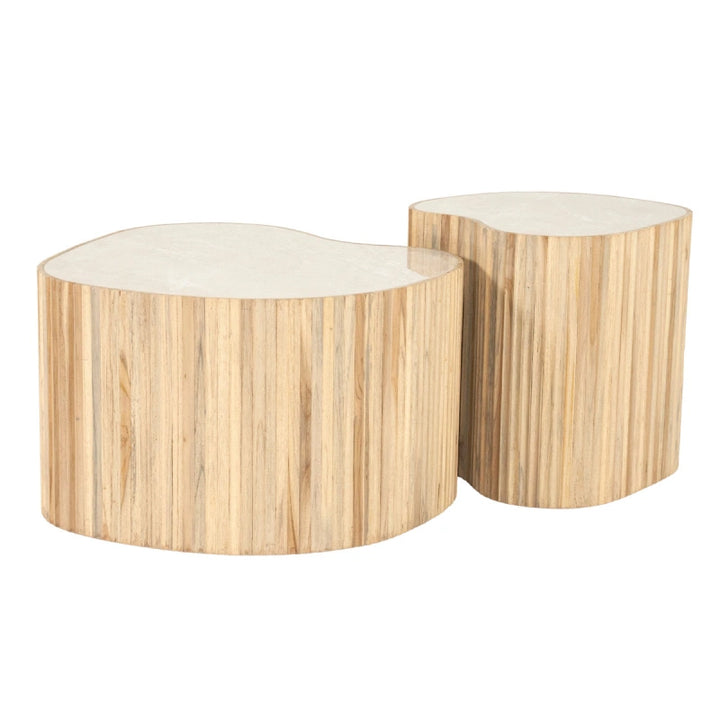 Nice Salontafel Set – Bruin & Natural | Set van 2 Tafels