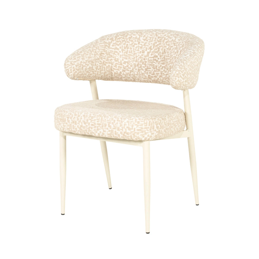 Miso Eetkamerstoel Set – Taupe & Bruin | Stoel met Stoffen Zitting (Set van 2)