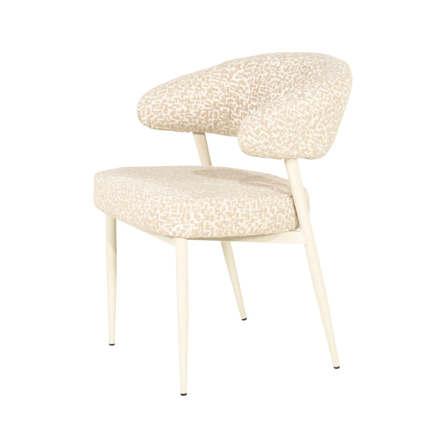 Miso Eetkamerstoel Set – Taupe & Bruin | Stoel met Stoffen Zitting (Set van 2)