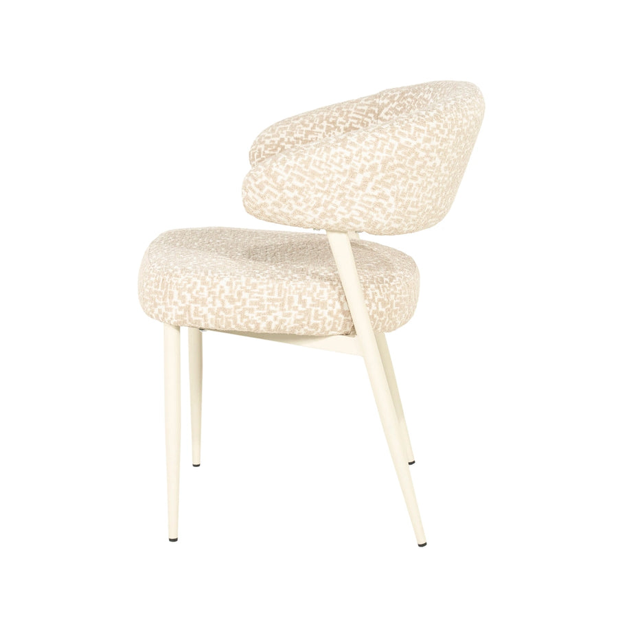 Miso Eetkamerstoel Set – Taupe & Bruin | Stoel met Stoffen Zitting (Set van 2)