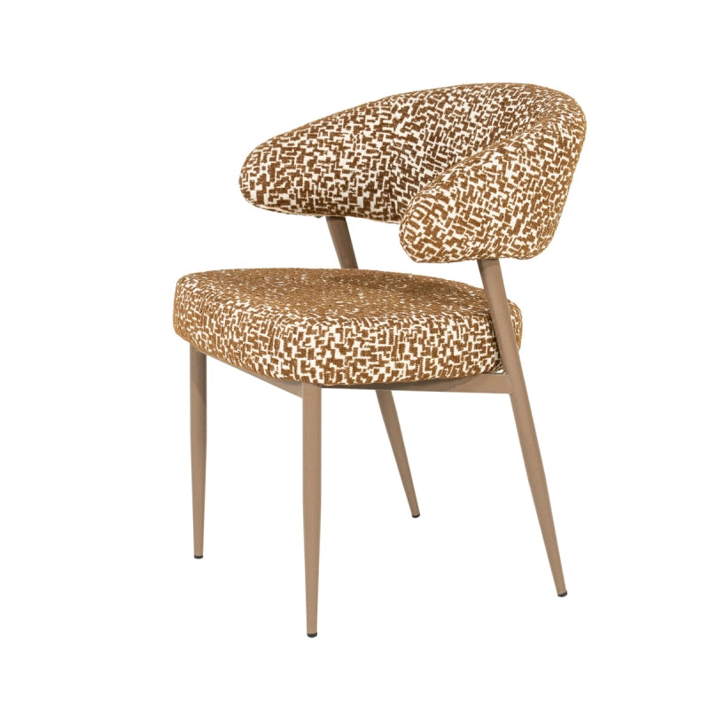 Miso Eetkamerstoel Set – Taupe & Bruin | Stoel met Stoffen Zitting (Set van 2)