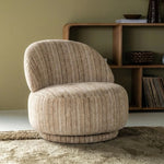 FineLine Fauteuil – Mustard & Bruin | Design Stoel in Stof Rayas