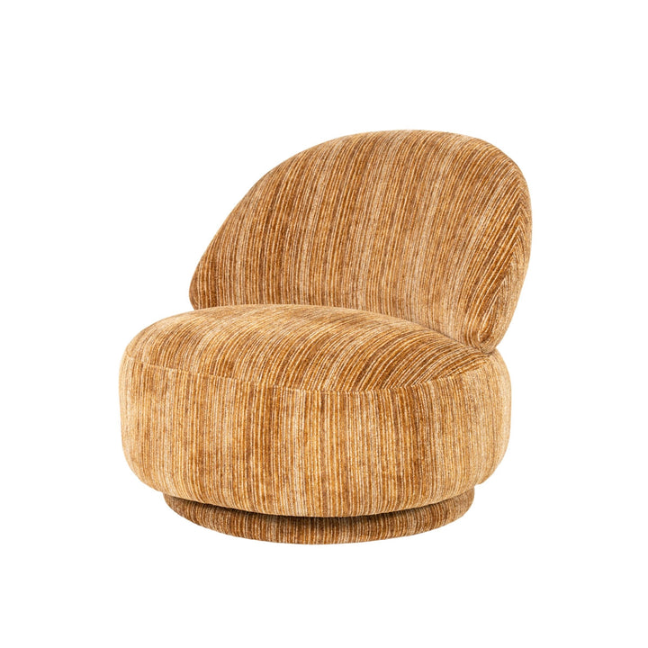 FineLine Fauteuil – Mustard & Bruin | Design Stoel in Stof Rayas
