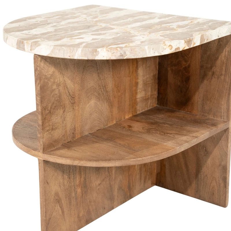 Marwood Bijzettafel – Mango Hout & Marmer | Luxe Design
