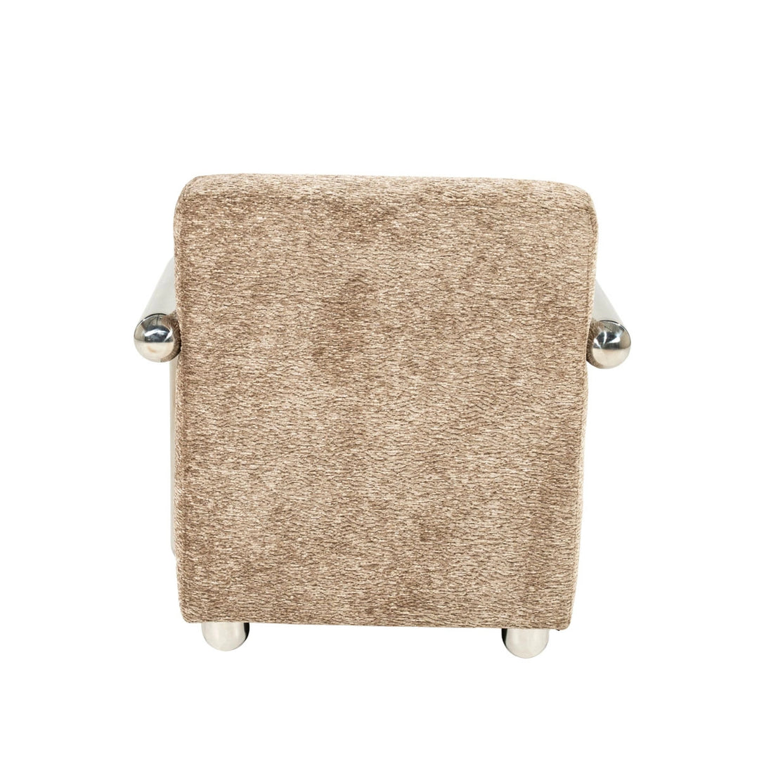 Chromette Fauteuil – Taupe & Bruin | Design Stoel met Stalen Frame