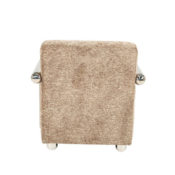 Chromette Fauteuil – Taupe & Bruin | Design Stoel met Stalen Frame