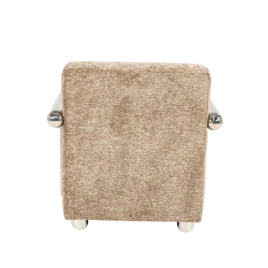 Chromette Fauteuil – Taupe & Bruin | Design Stoel met Stalen Frame