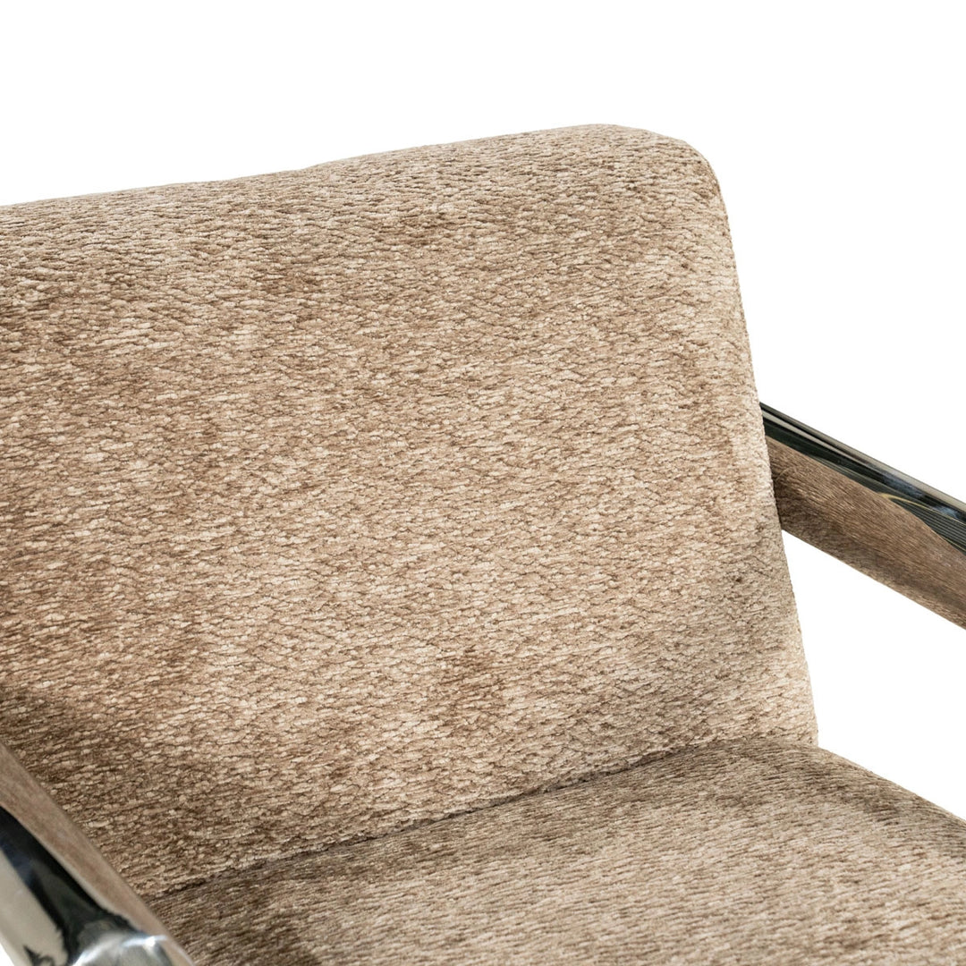 Chromette Fauteuil – Taupe & Bruin | Design Stoel met Stalen Frame