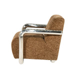 Chromette Fauteuil – Bruin & Taupe | Design Stoel met Stalen Frame