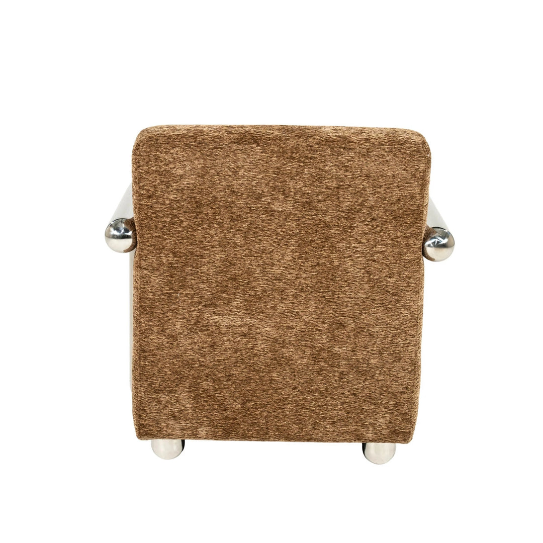 Chromette Fauteuil – Taupe & Bruin | Design Stoel met Stalen Frame