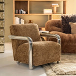 Chromette Fauteuil – Bruin & Taupe | Design Stoel met Stalen Frame