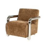 Chromette Fauteuil – Bruin & Taupe | Design Stoel met Stalen Frame