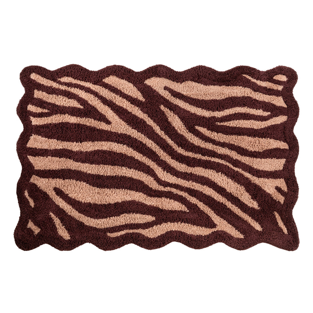 By-Boo Fantaisie vloerkleed met zebradessin en golvende rand